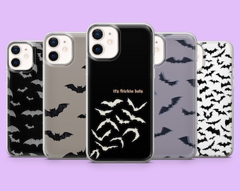 Bat Phone Case Black Gothic Vampire Cover for iPhone 17, 17Pro, 16Pro, 15, 14, 13, 12, Samsung S25, S24, S23Fe, A16, A56, Pixel 11Pro, 10, 8