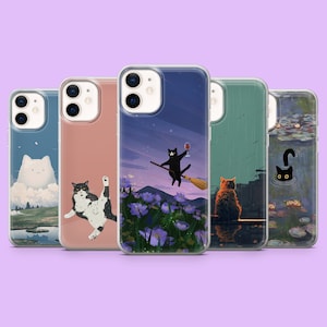 Black Cat Phone Case Meow Pet Lover Cover for iPhone 15, 14, 13, 12, 11, Samsung S24 Ultra, S23FE, S22, A15, A54, A25, A14, Pixel 8A, 7A, 6A