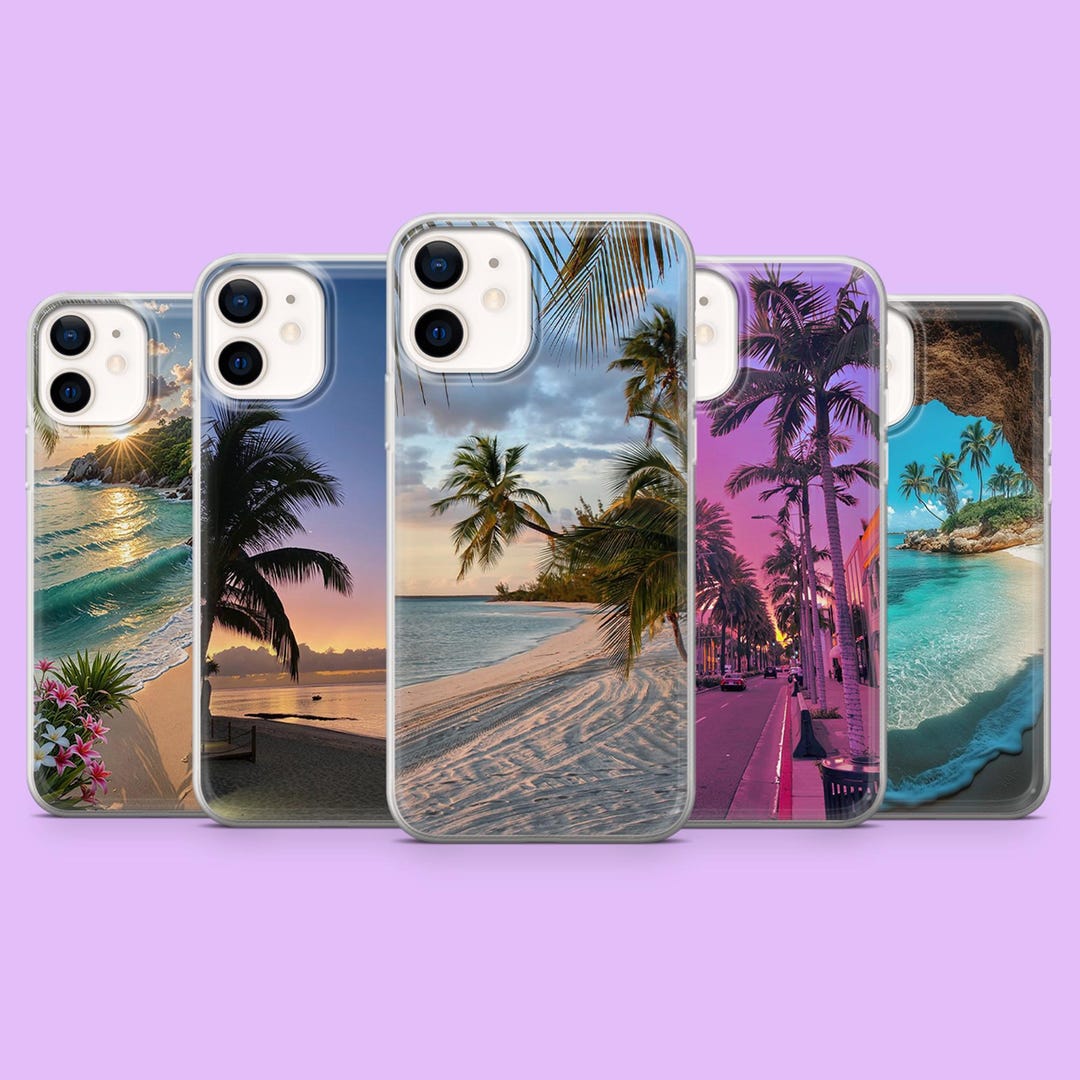 Palm Trees Phone Case Cool Summer Beach Sunset Cover for iPhone 17, 16e ...