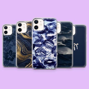 ネイビーブルーの携帯電話ケース ロイヤルブルーのエレガントなカバー iPhone 16 Pro Max、15、14、13、12、Samsung S25+、S24、S23FE、S22、A16、A55、Pixel 9Pro、8A用