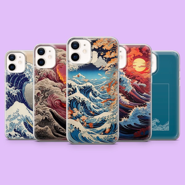 Japanese Wave Phone Case The Great Wave Kanagawa Waves Cover iPhone 15, 14, 13, 12, 11,Samsung S24, S23FE, S22, A15, A54,A25,A14,Pixel 8 Pro