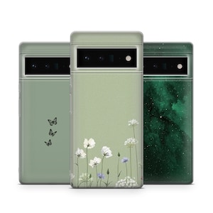 Custodia per telefono verde, semplice, estiva, carina, minimalista, per Google Pixel 9, 9Pro, 8A, 7Pro, 6A, Samsung Galaxy S25, S24, S23Fe, A56, iPhone 16e