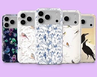 Cute Birds Phone Case Nature Bird Cover for iPhone 17, 17Pro, 16, 15, 14, 13, 12, Samsung S25, S24, S23, S22, A56, A16, A36, Pixel 10, 9Pro