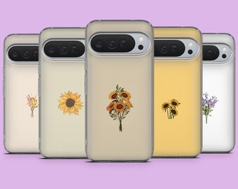 Sunflower Phone Case Spring Floral Cover for Google Pixel 11, 10Pro, 9, 9Pro, 9A, 8A, 7A, 6A, Samsung S26Ultra, S25, A17, A56, iPhone 17, 16