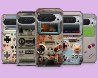 Retro Console Phone Case Vintage Game Cover for Google Pixel 10, 10Pro, 9, 9Pro, 9A, 8A, 7, 6A, Samsung S25, S24Fe, S23, A16, A56, iPhone 17