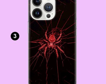 Pink Spider Phone Case Gothic Spiderweb Cover for iPhone 16