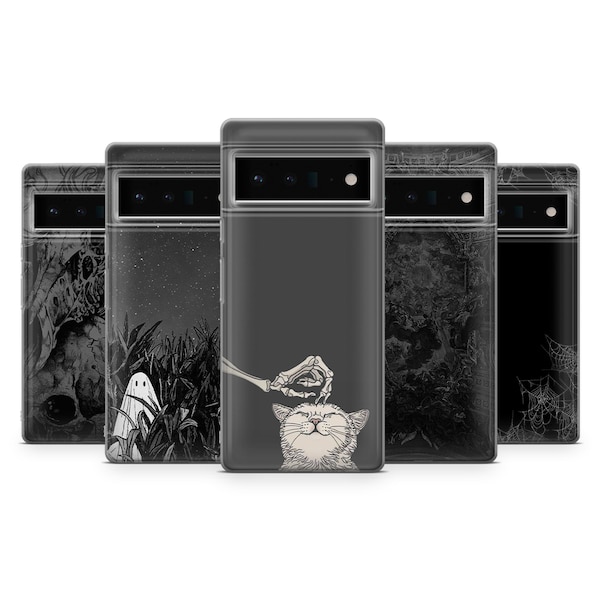 Goth Phone Case Death Skull Gothic Emo Cover for Google Pixel 10, 10Pro, 9Pro, 8A, 7A, 6, Samsung S25, S24, S23, A25, A16, A55, iPhone 17Air