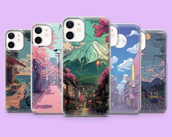 Capa para celular com estampa de Tóquio, cidade japonesa, para iPhone 17, 16e, 15, 14, 13, 12, Samsung S25, S24 Ultra, S23, S22, A16, Pixel 10 Pro, 9A.