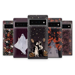 Halloween Phone Case Spooky Ghost Cover for Google Pixel 10, 10Pro, 9Pro, 8A, 7Pro, 6A, Samsung S25, S24, S23, A25, A16, A55, iPhone 17, 16