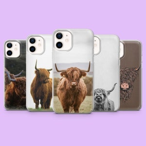 Highland Cow Phone Case Cow Farm Bull Phone Cover for iPhone 17, 17Air, 16Pro, 15, 14, 13, 12, Samsung S25, S24, S23Fe, A16, A56, Pixel 10
