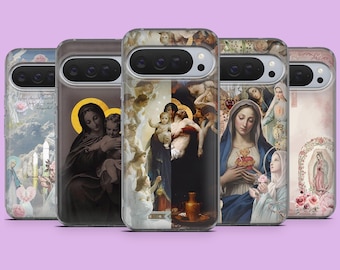Maagd Maria-telefoonhoesje Religieus Katholiek Cover voor Google Pixel 10, 10Pro, 9, 9Pro, 9A, 8A, 7A, 6A, Samsung S25, S24Fe, S23, A16, iPhone 17
