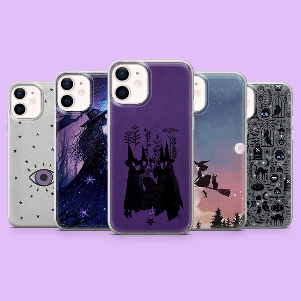 Witchy Pattern Phone Case Spells Goth Witch Cover for iPhone 15Pro, 14, 13, 12, 11,Samsung S24 Ultra, S23FE, S22, A15, A54, A25,A14, Pixel 8