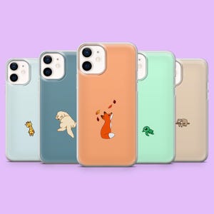 Custodia per telefono Kawaii Animal, minimalista, carina, semplice, per iPhone 16e, 15, 14, 13, 12, Samsung S25+, S24, S23, S22, A16, A55, A35, Pixel 9Pro