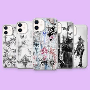 White Gothic Phone Case Y2K Cybersigilism Cover for iPhone 17Pro, 16, 15, 14, 13, Samsung S25, S24, S23, S22, A16, A56, A36, Pixel 10Pro, 9A