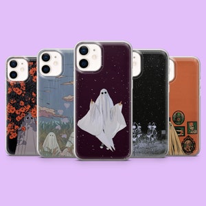 Ghost Phone Case For Girls Spooky Cover for iPhone 16e, 16Pro, 15, 14, 13, 12, Samsung S25, S24+, S23FE, S22, A16, A56, A25, Pixel 9Pro, 8A