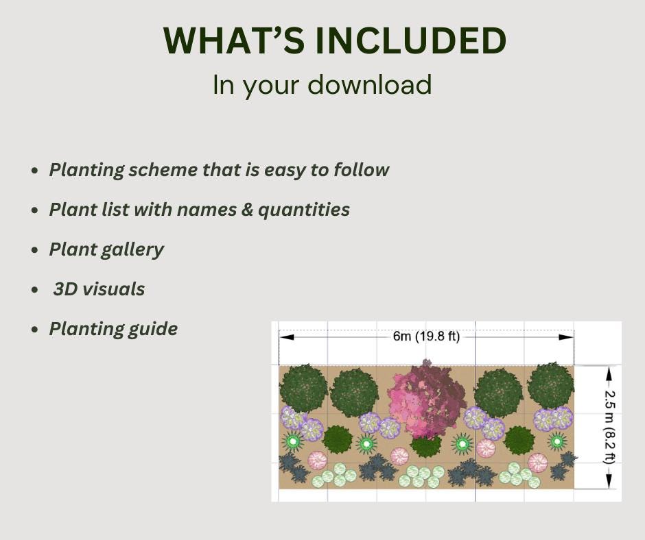 Full Sun Garden Border Planting Plan (zones 7-9) (PDF Download) - Etsy