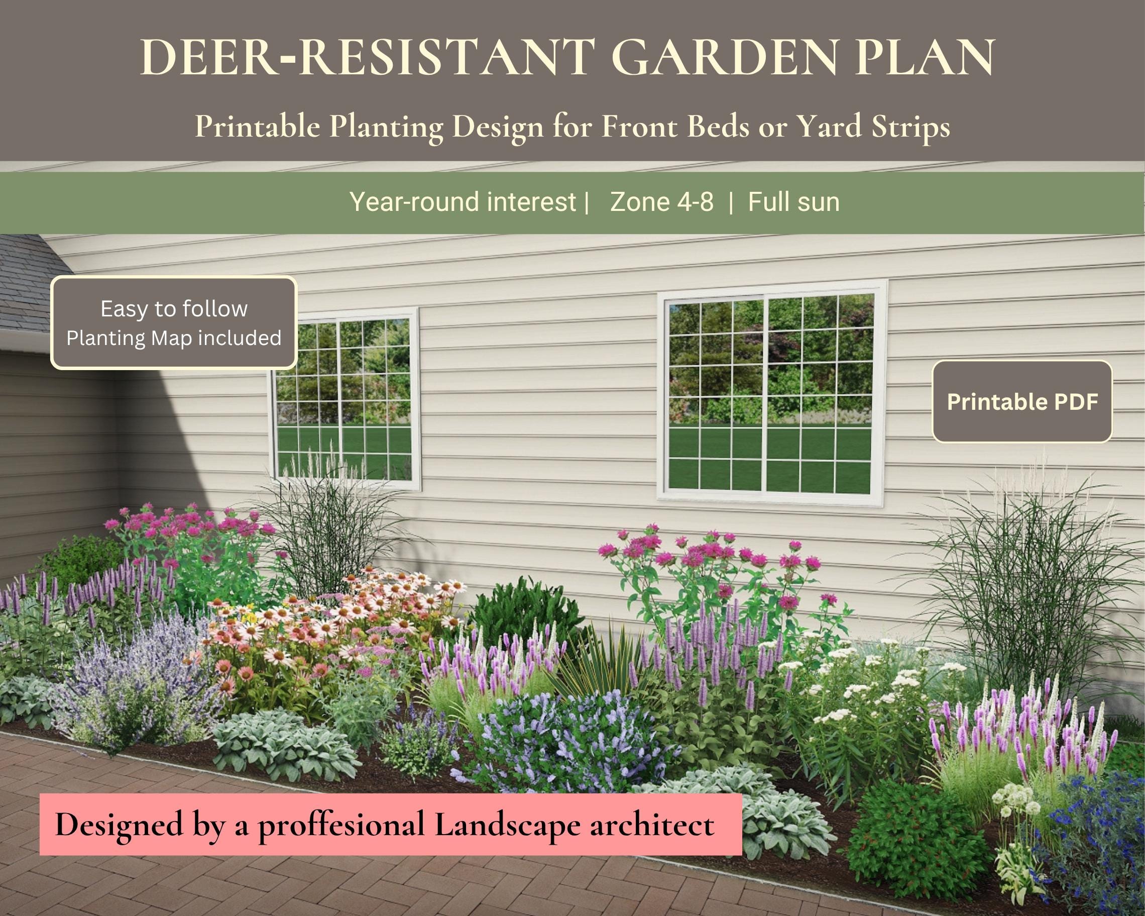 Garden Design Template – Deer Resistant Planting Plan – Full Sun ...