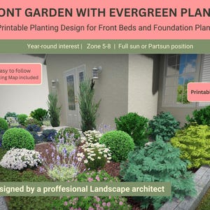 Low Maintenance Front Yard Garden Plan, Zones 5-8 (PDF Pattern)
