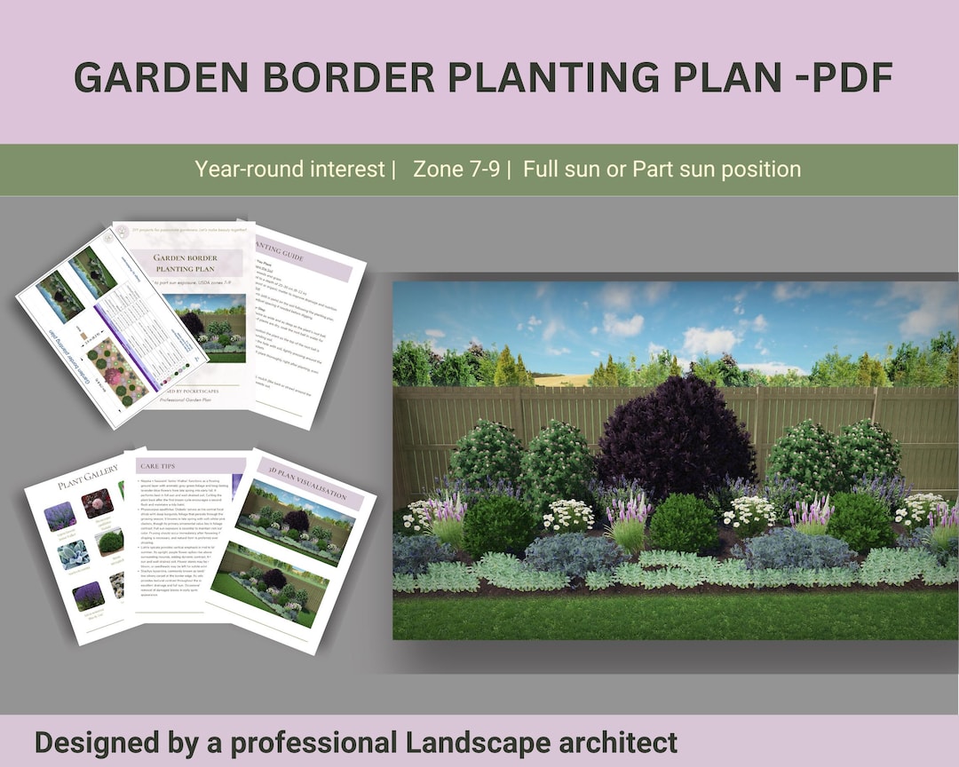 Full Sun Garden Border Planting Plan (zones 7-9) (PDF Download) - Etsy