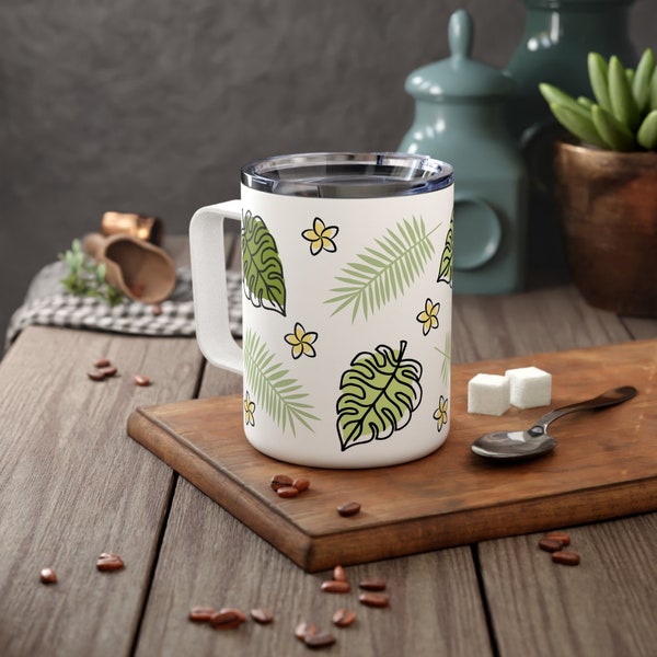 Monstera Travel Mug, Monstera Plant Travel Mug, Monstera Deliciosa Leaf Coffee Mug, Gift For Plant Lover