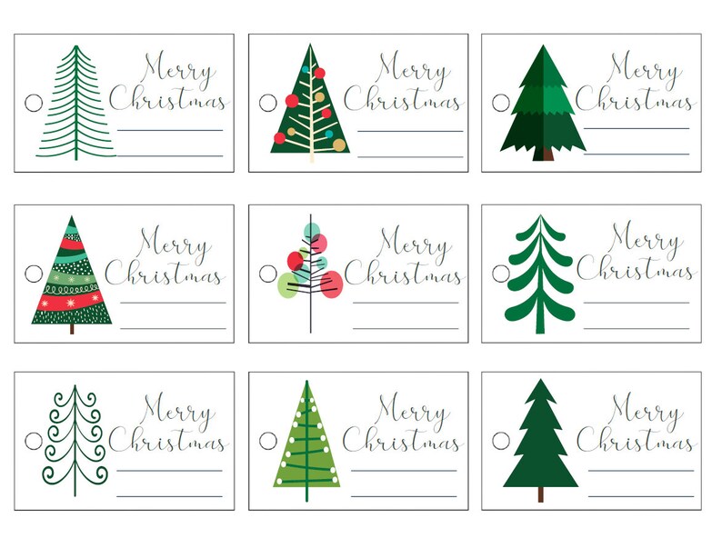Printable Christmas Tree Holiday Gift Tags Printable 8.5x11 Tags Gift ...