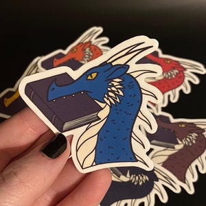 Dragon With a Book Sticker | DND Sticker | Bookish Sticker