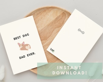Dog Dad Father's Day Card, Instant Download PDF Father's Day Card, Dog Daddy, Dog to Grandpa, Pawdre