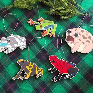 Froggy Wooden Christmas Hanging Ornaments