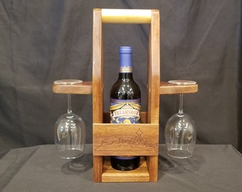 Wine Tote for 1 bottle of wine and two glasses.  (Does not come with wine or glasses)