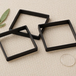 Large Black Square Open Bezels – Resin Frames | Set of 4 PETG Hollow Bezels (40–70mm, Choose Depth) for Charms & Epoxy Crafting