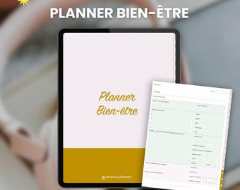 Planner digital Journalier Bien-être non daté | Agenda numérique en français | Journal digital | iPad, Tablette planner | Agenda digital