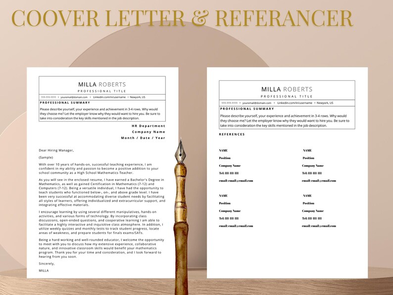 ATS Optimized Resume Template | Editable CV + Cover Letter | Word ...