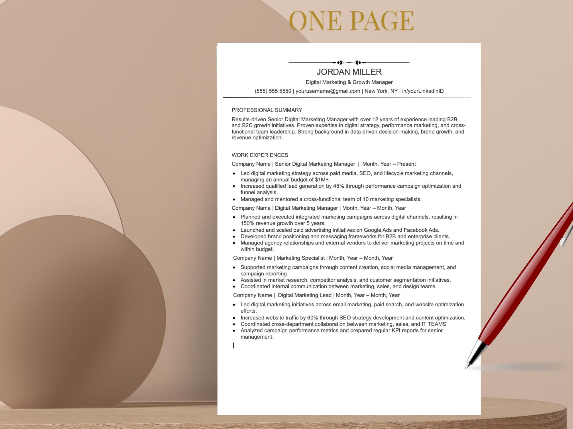 ATS Friendly Resume Template | Professional CV for Job Applications ...