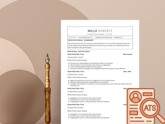 ATS Optimized Resume Template | Editable CV + Cover Letter | Word, Canva & Google Docs | Professional Job Resume