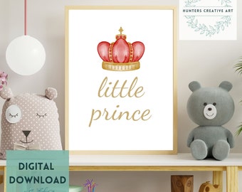 Little Prince Nursery Art: Watercolor Crown Printable (Digital Download)