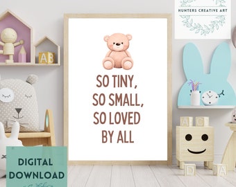 Print teddybeerkwekerij, quote muurkunst (digitale download)