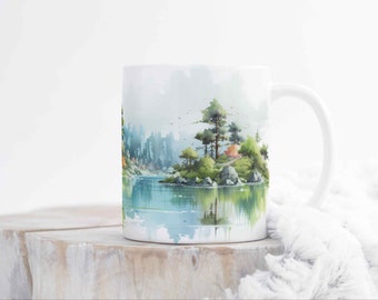 Lake Coffee Mug - Tranquil Waters Design - Nature Lover Coffee Mug - Life Is Better At The Lake - Lake Lover Coffee Mug - Mug With A Lake