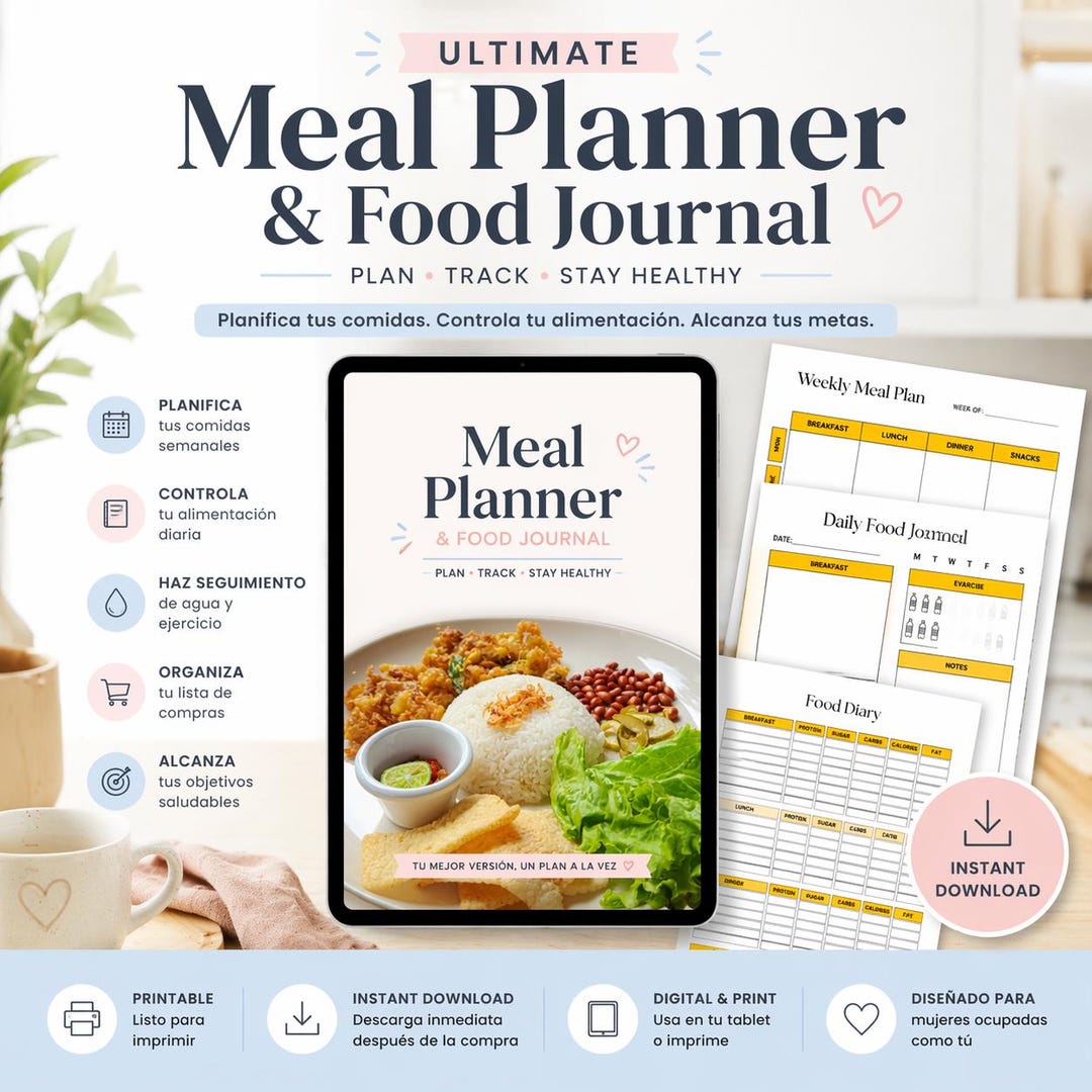 Meal Planner PLR Canva Template | Editable Planner Bundle | Digital ...