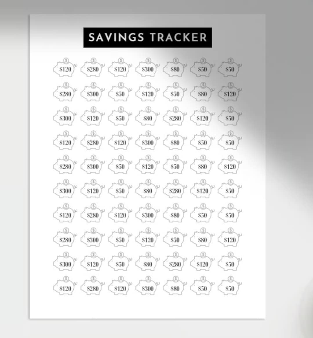 Savings Tracker - 10,000 Piggy Bank - Etsy savings-tracker-10-000-piggy-bank-etsy