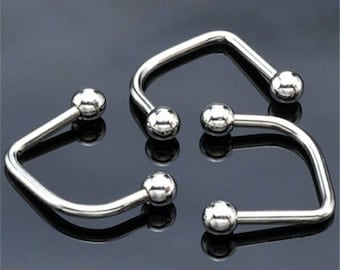 2pcs 14G 16G Lip Ring - Surgical Steel Lip Piercing - Lip Labret - Lippy Loop Piercing - Silver Lip Ring - Horseshoe - Premium Body Piercing