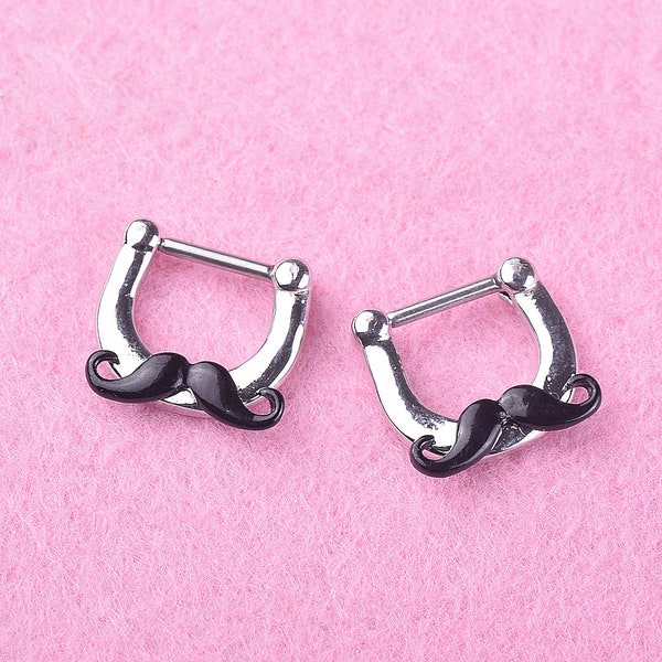 Moustache Nez Anneau - Piercing Septum Drôle - Acier Inoxydable 316L - Cerceaux De Nez Pour Hommes Femmes - Piercing Unique - Cadeau Pour Un Ami