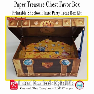 Caixa de lembranças de baú de tesouro de papel, caixa de presente de festa de aniversário de pirata, modelo de caixa de lembranças de baú de tesouro, Geldgeschenk, Geldgeschenk zur Hochzeit