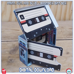Boombox Exploding Geschenkbox – DIY Musik Geschenkbox zum Ausdrucken mit Kassette für Geld & Gutscheine