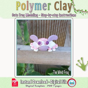 Polymer Clay Frog, Air Dry Clay Tutorial, Polymer Clay Tutorial, Beginner Polymer Clay Projects, Printable Templates for The Wind Frog