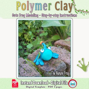 Beginner Polymer Clay Project, Air Dry Clay Tutorial, Polymer Clay Tutorial, Polymer Clay Frog, Printable Templates for The Nature Frog