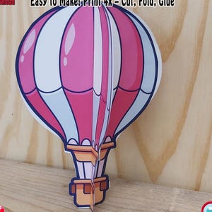 DIY Pink Balloon Craft – Make Your Own 3D Room Decor | 3D Spinning Hot Air Balloon Craft | Color or DIY Version | Easy 3D Balloon Papercraft