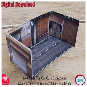 Diorama em miniatura de cidade e rua secundária em escala 1:64 | Cenário para exibição de carros para impressão | Encaixe para caixa de carro fundido | Download digital | Kit 1/64