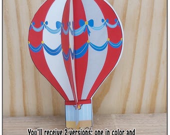 3D Heißluftballon Papercraft: DIY Printable mit Girlanden (PDF Download)