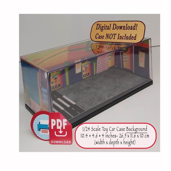 PaperCraft Miniature Car Futuristic Gas Station, 1/24 Display Case Diorama, Digital Garage Set Download,Die-Cast Cars & Refueling Service
