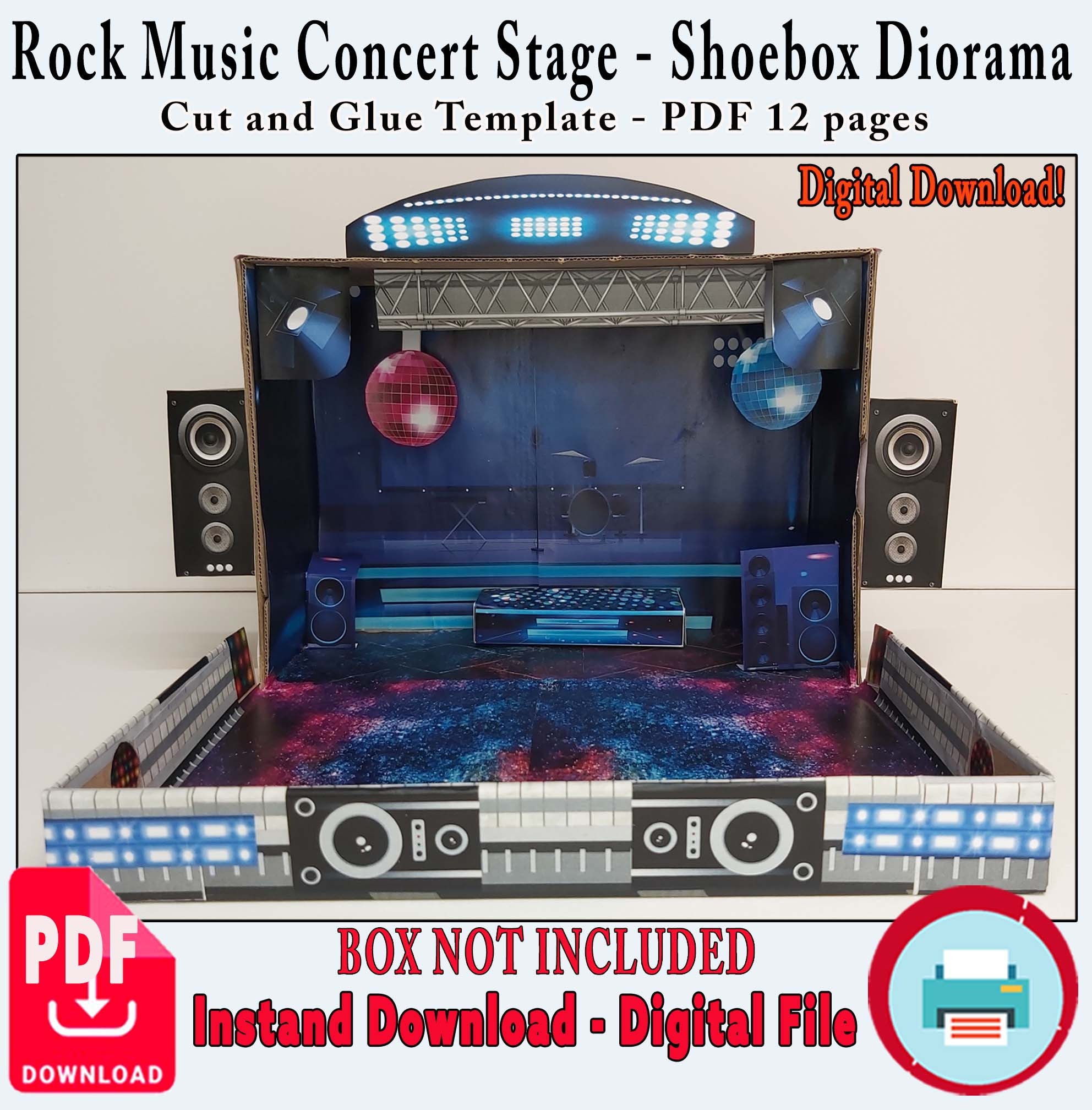 ロックミュージックコンサートステージの靴箱ジオラマ、独自の劇場を